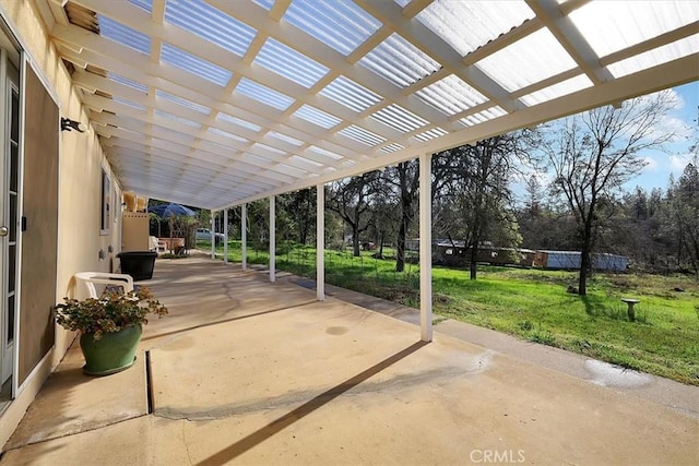 13001 Yuba Nevada Rd, Dobbins, CA 95935 - view of patio / terrace with a pergola and view of wooded area