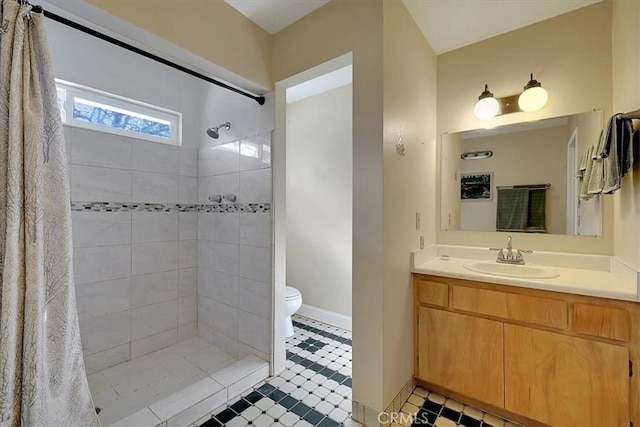 13001 Yuba Nevada Rd, Dobbins, CA 95935 - full bath with a tile shower, vanity, and tile patterned flooring