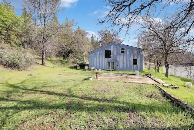 13001 Yuba Nevada Rd, Dobbins, CA 95935 - view of grassy yard with french doors and a patio