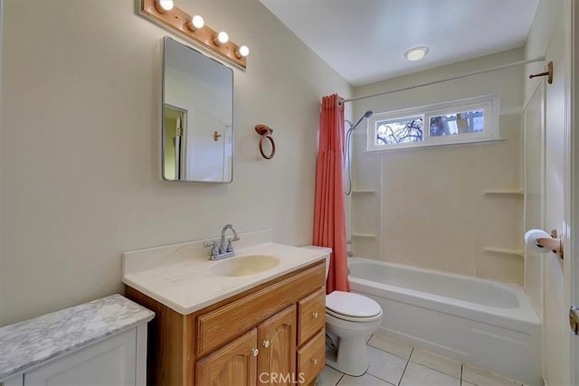13001 Yuba Nevada Rd, Dobbins, CA 95935 - bathroom featuring vanity, tile patterned flooring, and shower / bath combination with curtain