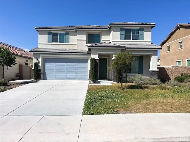 29812 Juniper Ct, Menifee, CA 92584 - prairie-style house with stucco siding, an attached garage, and concrete driveway