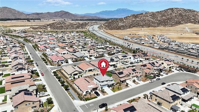 29812 Juniper Ct, Menifee, CA 92584 - aerial view of property and surrounding area with a mountain backdrop and nearby suburban area