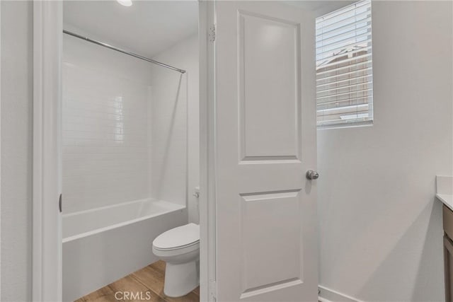 29812 Juniper Ct, Menifee, CA 92584 - bathroom with vanity, wood finished floors, and shower / tub combination