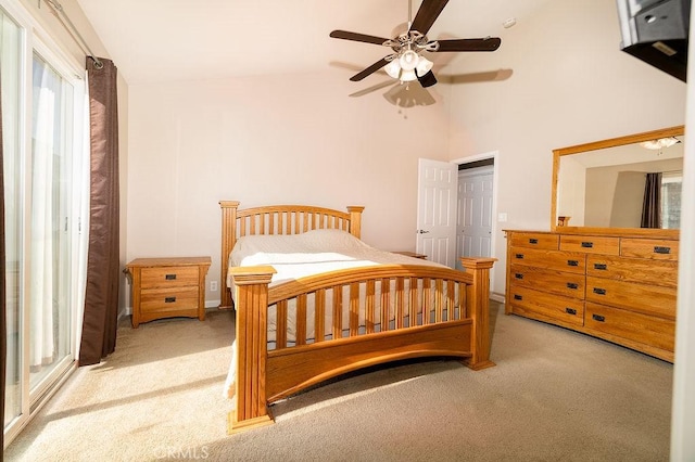 1085 Admiral Ln, Chico, CA 95973 - carpeted bedroom featuring a ceiling fan and high vaulted ceiling