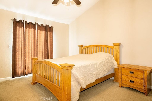 1085 Admiral Ln, Chico, CA 95973 - bedroom featuring light colored carpet, lofted ceiling, and a ceiling fan