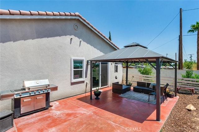 7002 Alice St, Highland, CA 92346 - view of patio with a gazebo, outdoor lounge area, and a grill