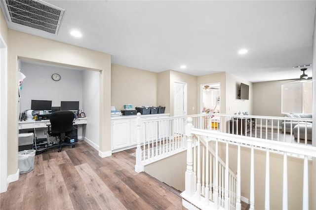 3094 Crooked Branch Way, San Jacinto, CA 92582 - office area featuring ceiling fan, light wood-style flooring, and recessed lighting