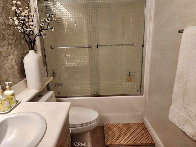 26523 Starling Ct, Canyon Country, CA 91387 - bathroom featuring vanity and bath / shower combo with glass door