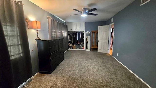 8514 Hickory Ln, Riverside, CA 92504 - bedroom with dark carpet, a closet, and a ceiling fan