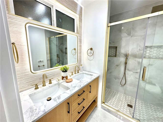 10335 Babbitt Ave, Granada Hills, CA 91344 - full bath featuring double vanity and a shower stall