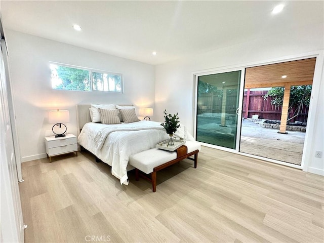 10335 Babbitt Ave, Granada Hills, CA 91344 - bedroom featuring light wood-style floors, access to exterior, and recessed lighting
