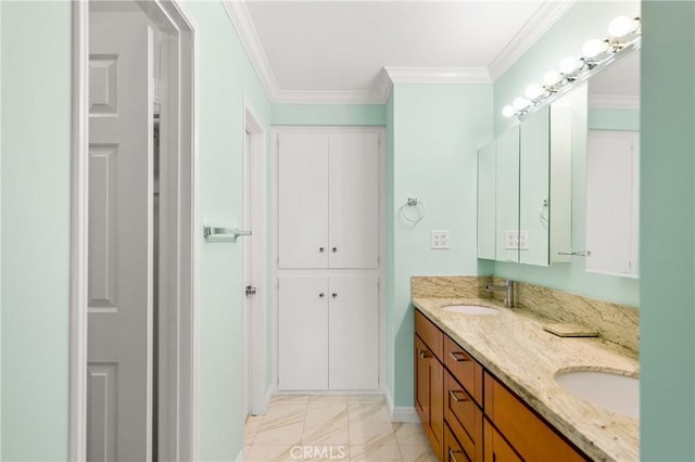 326 E Hellman Ave Unit B, Monterey Park, CA 91755 - full bath with ornamental molding, double vanity, a closet, and marble finish flooring