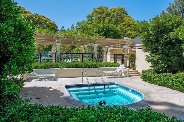 10 Eastmont, Irvine, CA 92604 - view of swimming pool with a hot tub, a pergola, and a patio area