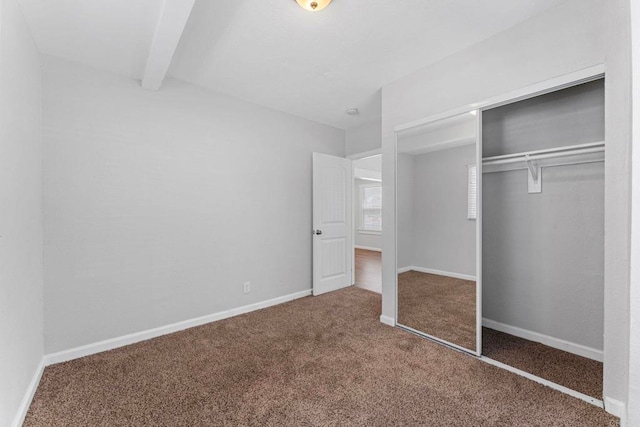 4117 Jamul Ave, San Diego, CA 92113 - unfurnished bedroom with carpet flooring, beam ceiling, and a closet