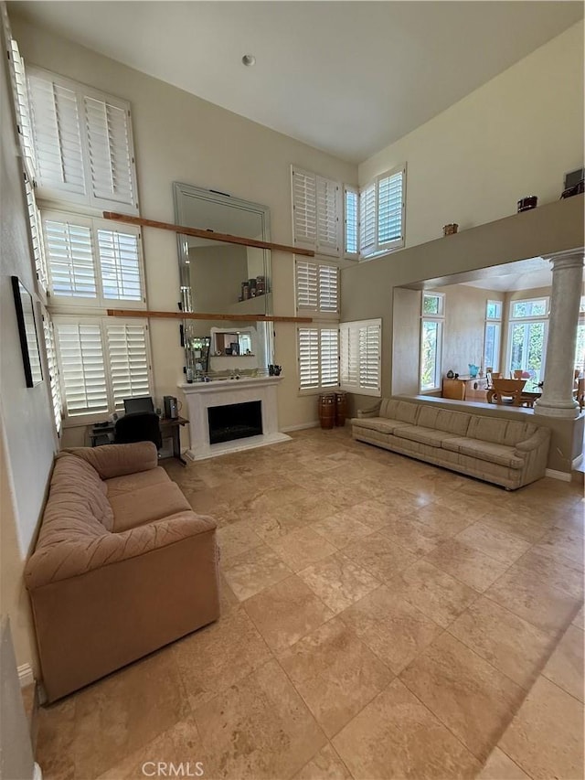 22241 Birchleaf, Mission Viejo, CA 92692 - living room with a high ceiling and a fireplace