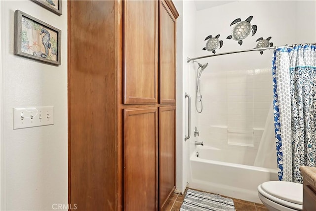 17024 Granite Falls Way, Chowchilla, CA 93610 - bathroom featuring shower / bathtub combination with curtain and tile patterned floors
