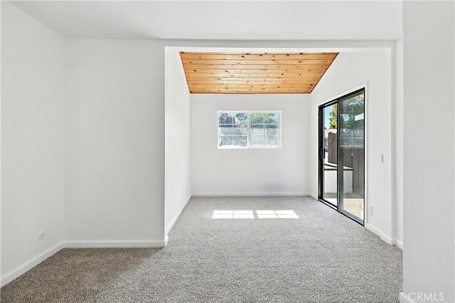 3537 Trinity Ct, Merced, CA 95340 - carpeted empty room with wooden ceiling and vaulted ceiling