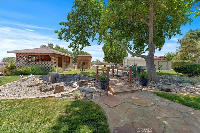 36916 95th St E, Littlerock, CA 93543 - view of patio / terrace with a storage shed