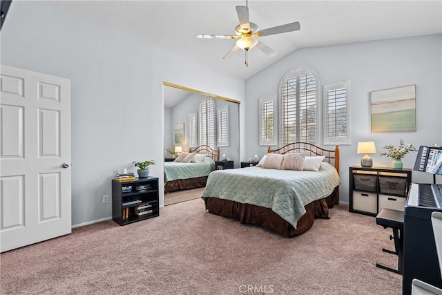 27318 Chesterfield Dr, Valencia, CA 91354 - bedroom featuring lofted ceiling, carpet flooring, a closet, and ceiling fan