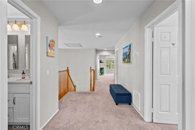 27318 Chesterfield Dr, Valencia, CA 91354 - hallway featuring an upstairs landing and carpet flooring