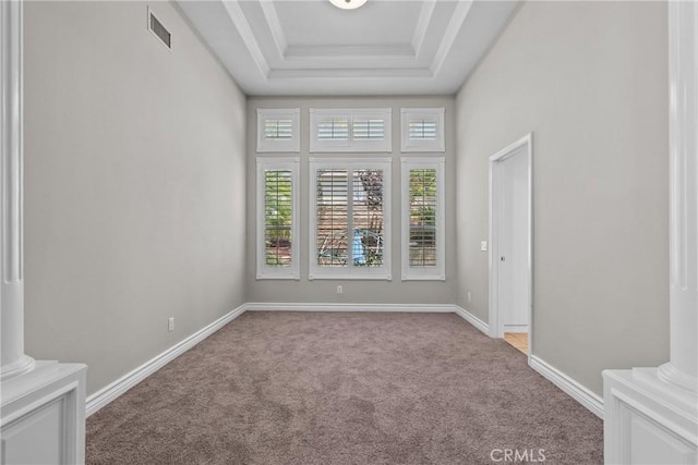 27318 Chesterfield Dr, Valencia, CA 91354 - carpeted empty room with a raised ceiling and ornamental molding