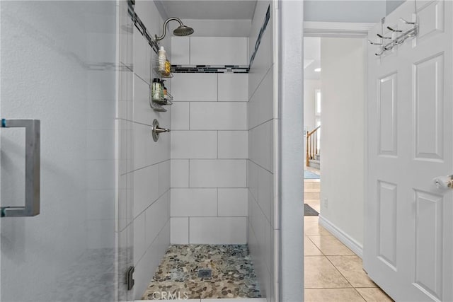 27318 Chesterfield Dr, Valencia, CA 91354 - bathroom featuring a shower stall and tile patterned flooring
