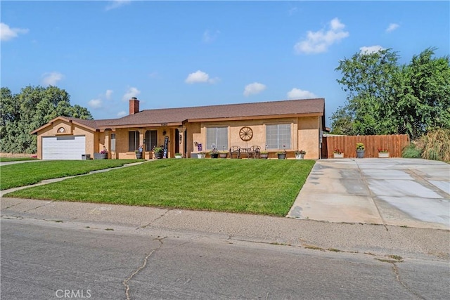 36807 95th St E, Littlerock, CA 93543 - single story home featuring stucco siding, a chimney, driveway, and an attached garage