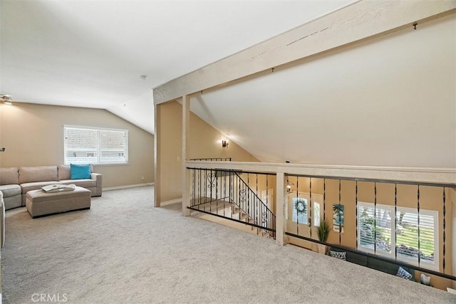 6200 Fairlynn Blvd, Yorba Linda, CA 92886 - living area featuring lofted ceiling and carpet flooring