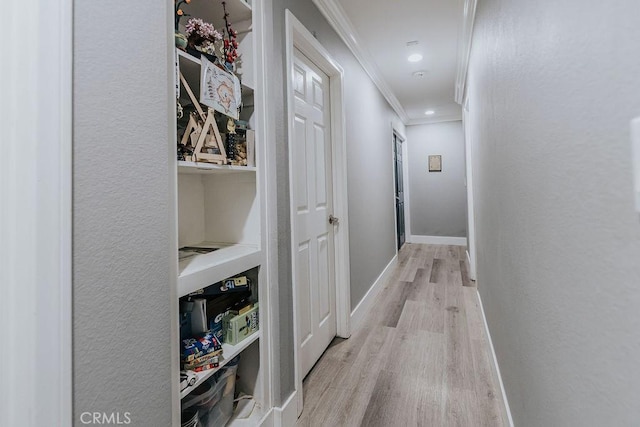 2438 Emerson Cir, Corona, CA 92882 - hallway featuring ornamental molding and wood finished floors