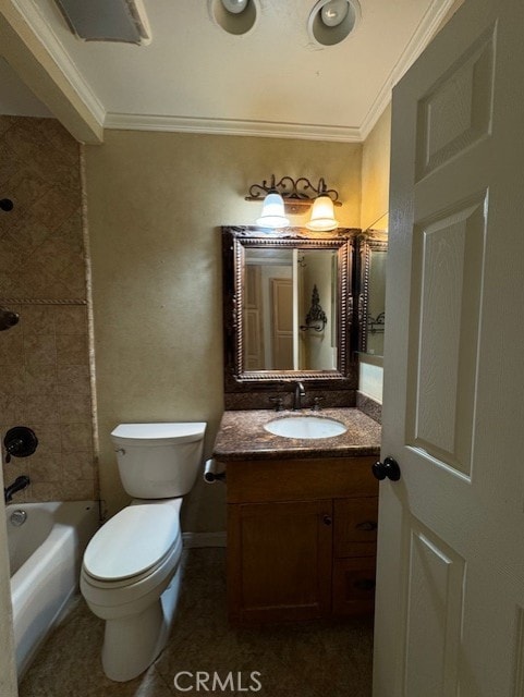 8641 Limestone Dr, Riverside, CA 92504 - bathroom with crown molding, vanity, and washtub / shower combination