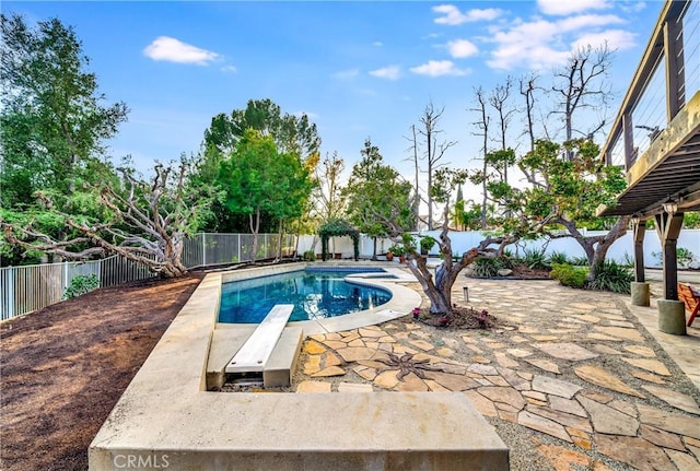 23216 Park Esperanza, Calabasas, CA 91302 - view of pool with a diving board, a patio, and a fenced backyard