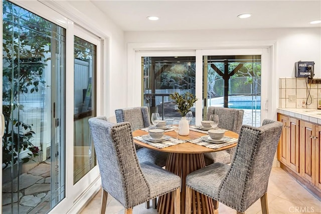 23216 Park Esperanza, Calabasas, CA 91302 - dining space with recessed lighting and light tile patterned flooring