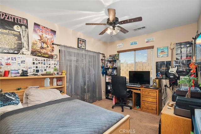42432 72nd St W, Lancaster, CA 93536 - carpeted bedroom with ceiling fan and an office area