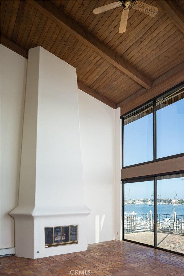 809 Via Lido Soud, Newport Beach, CA 92663 - unfurnished sunroom with a baseboard radiator and a water view