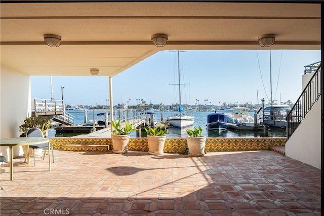 809 Via Lido Soud, Newport Beach, CA 92663 - view of patio featuring a water view, view of marina, and a dock