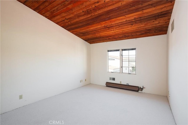 809 Via Lido Soud, Newport Beach, CA 92663 - carpeted spare room with a baseboard radiator and wood ceiling