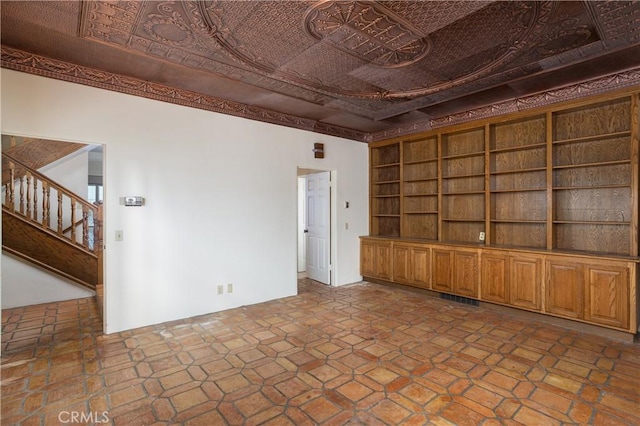 809 Via Lido Soud, Newport Beach, CA 92663 - empty room with built in features and stairs