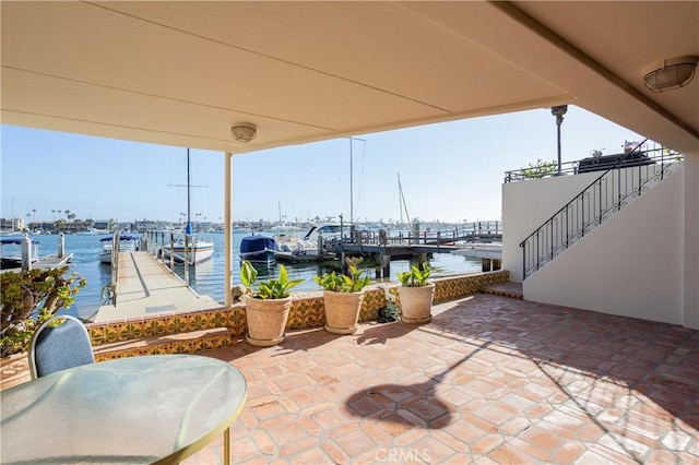 809 Via Lido Soud, Newport Beach, CA 92663 - view of patio with a water view, a dock, and view of marina