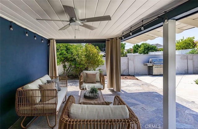 2119 E Denise Ave, Orange, CA 92867 - view of patio with ceiling fan and an outdoor living space