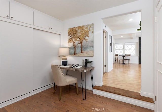 2119 E Denise Ave, Orange, CA 92867 - office area with wood finished floors and recessed lighting