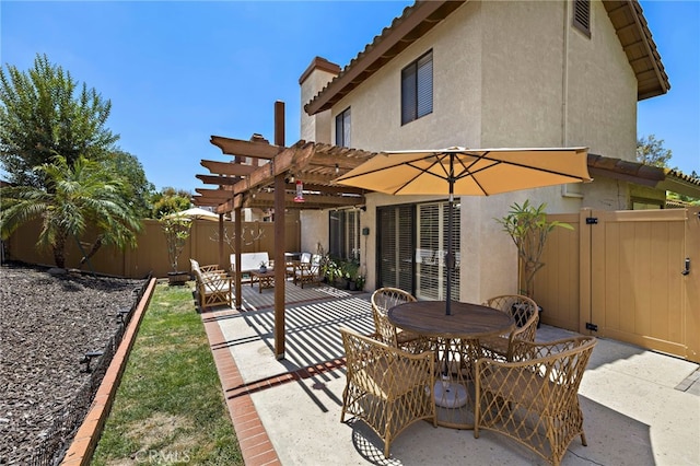 990 La Paz Rd Unit 49, Placentia, CA 92870 - view of patio featuring a pergola, outdoor dining space, and an outdoor living space