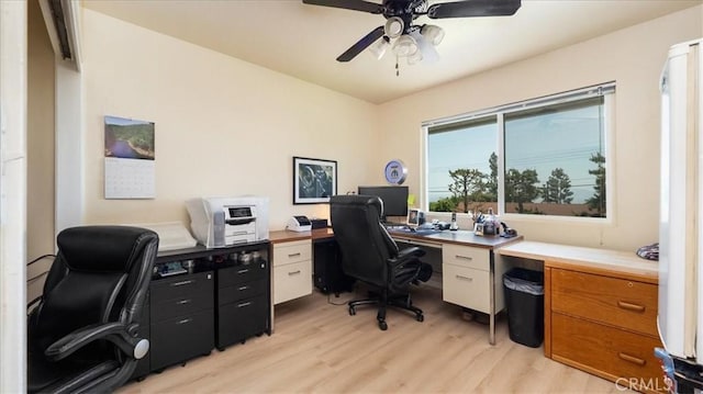 8356 Bella Vista Dr, Rancho Cucamonga, CA 91701 - office with light wood-style flooring and ceiling fan