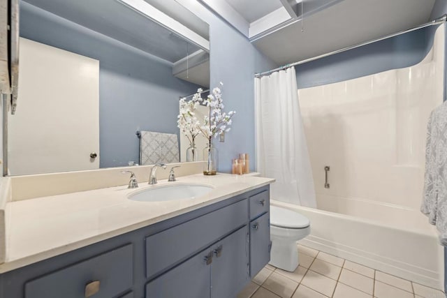 16566 Caminito Vecinos Unit 31, San Diego, CA 92128 - full bathroom featuring tile patterned floors, vanity, and shower / tub combo