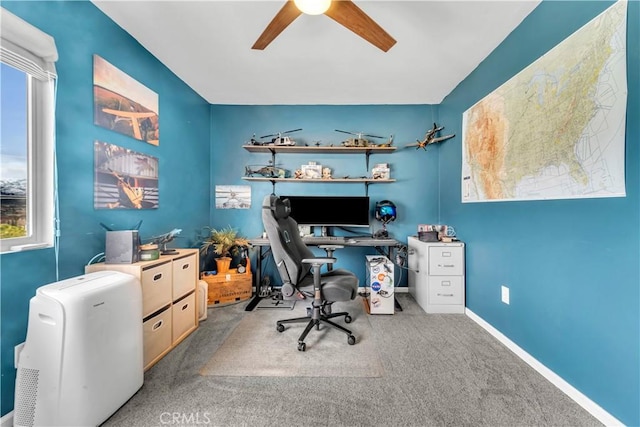 21304 Carriage Dr, Tehachapi, CA 93561 - carpeted office featuring ceiling fan and healthy amount of natural light