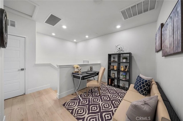 18309 Goldbark Way, Yorba Linda, CA 92886 - office space featuring wood finished floors, recessed lighting, and attic access
