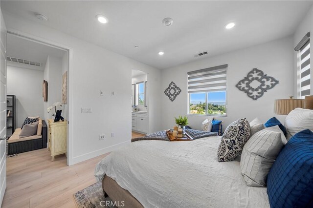 18309 Goldbark Way, Yorba Linda, CA 92886 - bedroom featuring light wood finished floors, recessed lighting, and connected bathroom