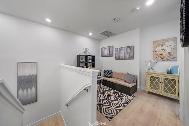 18309 Goldbark Way, Yorba Linda, CA 92886 - corridor with an upstairs landing, light wood-style floors, and recessed lighting