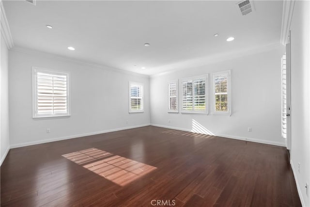 15448 Six M Ranch Ln, Fontana, CA 92336 - spare room featuring crown molding, wood finished floors, and recessed lighting