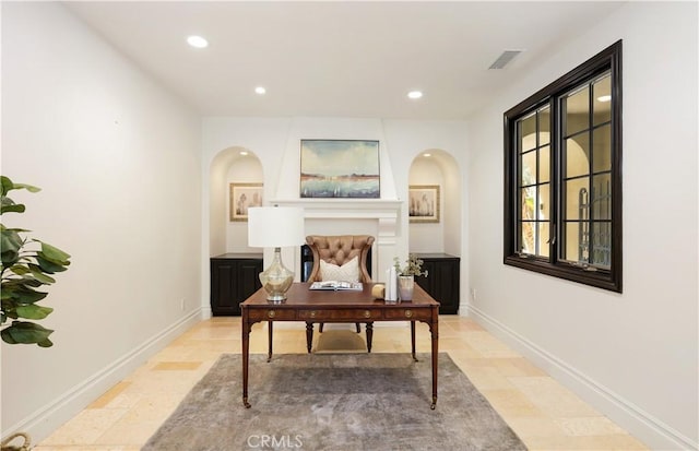 41 Balcony, Irvine, CA 92603 - home office with arched walkways and recessed lighting