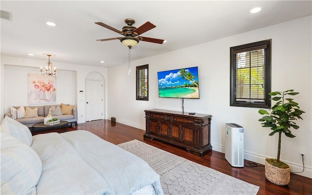 41 Balcony, Irvine, CA 92603 - bedroom featuring multiple windows, wood finished floors, recessed lighting, and a chandelier